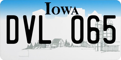 IA license plate DVL065
