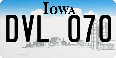 IA license plate DVL070