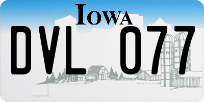 IA license plate DVL077