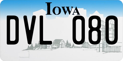 IA license plate DVL080