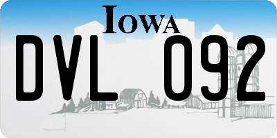 IA license plate DVL092