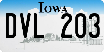 IA license plate DVL203