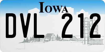 IA license plate DVL212