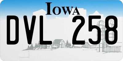 IA license plate DVL258