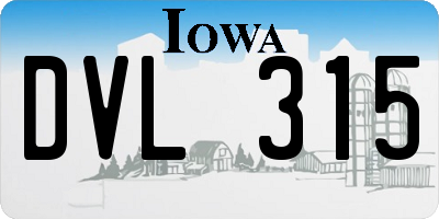 IA license plate DVL315