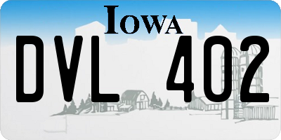 IA license plate DVL402