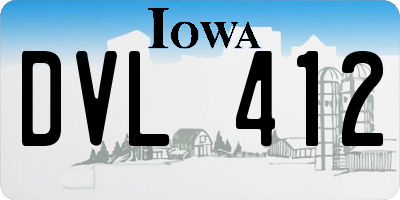 IA license plate DVL412