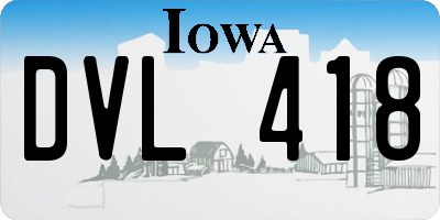 IA license plate DVL418