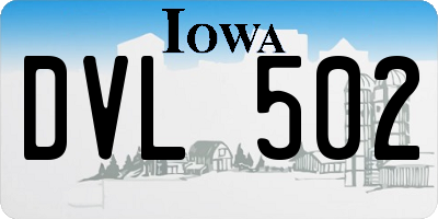 IA license plate DVL502