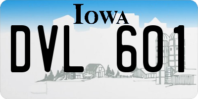 IA license plate DVL601