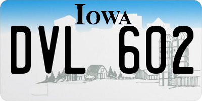 IA license plate DVL602