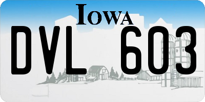 IA license plate DVL603