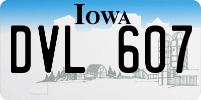 IA license plate DVL607