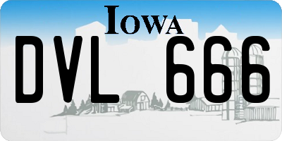 IA license plate DVL666