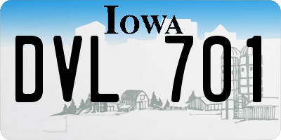 IA license plate DVL701