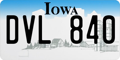 IA license plate DVL840