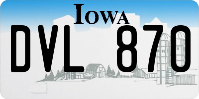 IA license plate DVL870