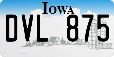 IA license plate DVL875