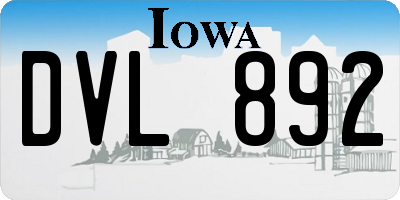 IA license plate DVL892