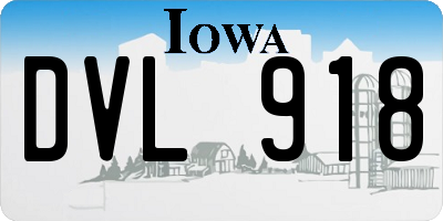 IA license plate DVL918