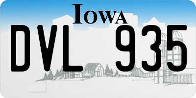 IA license plate DVL935
