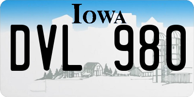 IA license plate DVL980