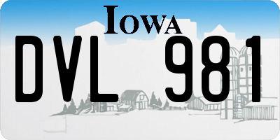 IA license plate DVL981