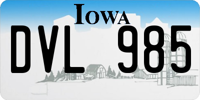IA license plate DVL985