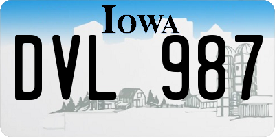 IA license plate DVL987