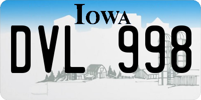 IA license plate DVL998