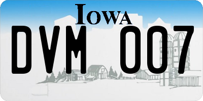 IA license plate DVM007
