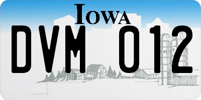 IA license plate DVM012