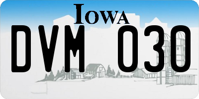 IA license plate DVM030
