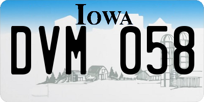 IA license plate DVM058