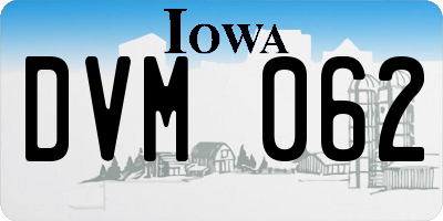 IA license plate DVM062