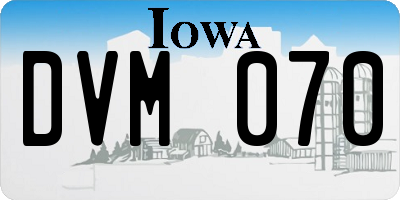 IA license plate DVM070