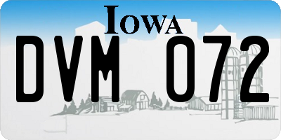 IA license plate DVM072