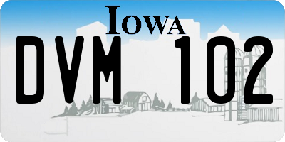 IA license plate DVM102