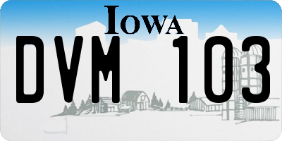 IA license plate DVM103