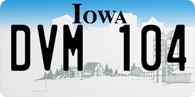 IA license plate DVM104