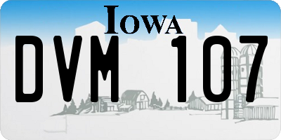 IA license plate DVM107