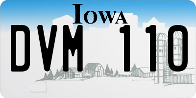 IA license plate DVM110