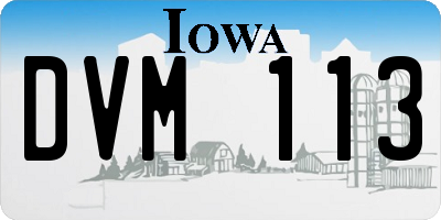 IA license plate DVM113