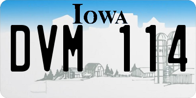 IA license plate DVM114