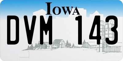 IA license plate DVM143