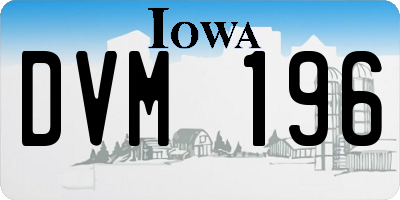 IA license plate DVM196