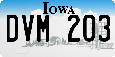 IA license plate DVM203