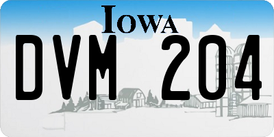 IA license plate DVM204