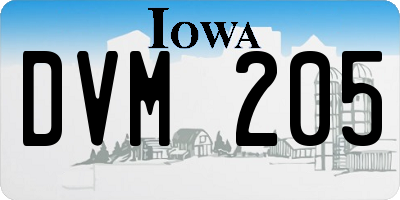 IA license plate DVM205