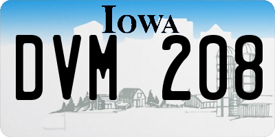 IA license plate DVM208